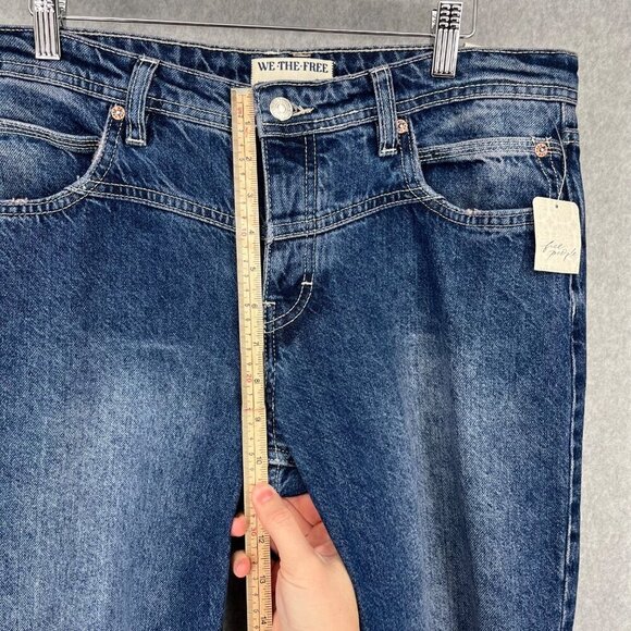 We the Free People Moxie Low Slung Pull On Barrel Jeans Size 29 Dark Romance NEW - Picture 12 of 15